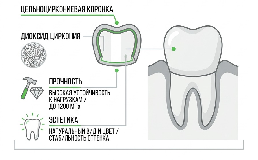 Цельноциркониевая коронка