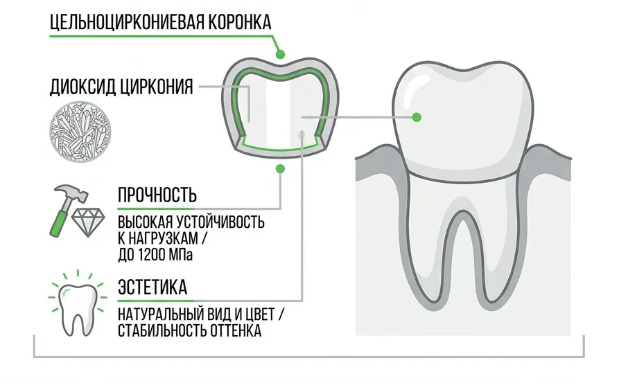 Цельноциркониевая коронка